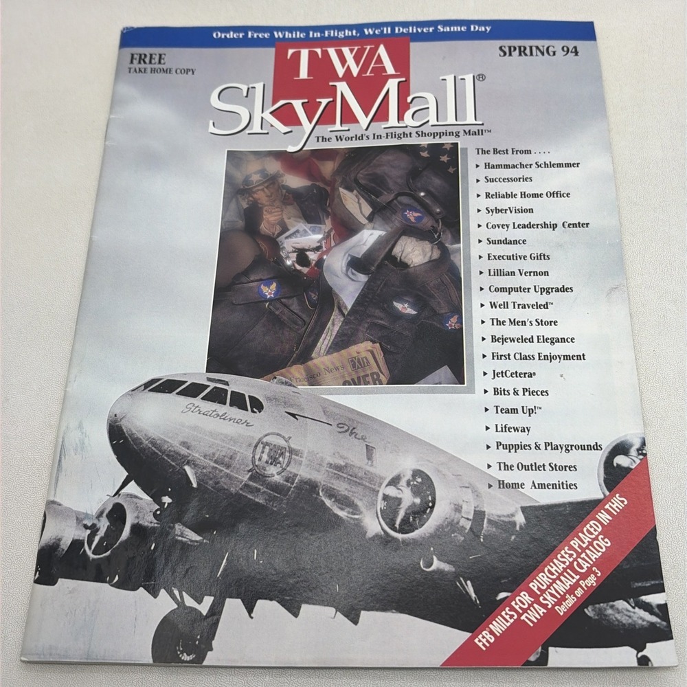 Vintage TWA Airlines Spring 1994 SkyMall Magazine Catalog 90s Shopping Rare